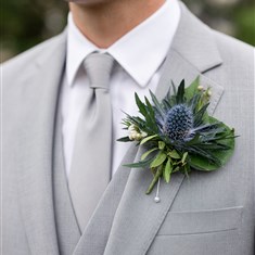 Gents buttonhole - Thistle 