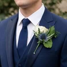 Gents buttonhole - White Rose &amp; Thistle 